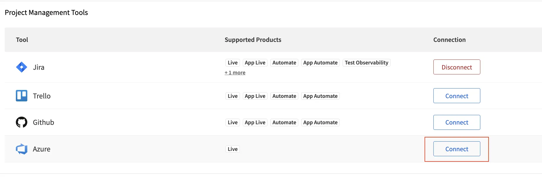 Select the Connect button under the Jira software logo in 'File bugs and issues section'