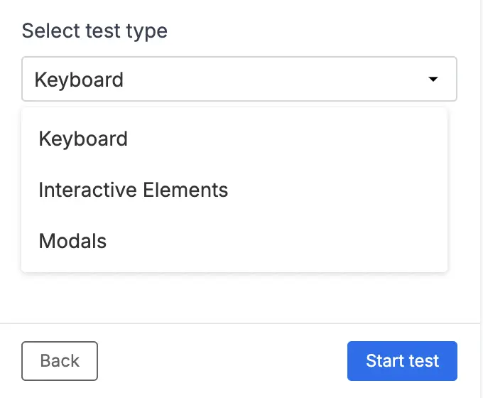 Select Keyboard as the Assisted Test Type