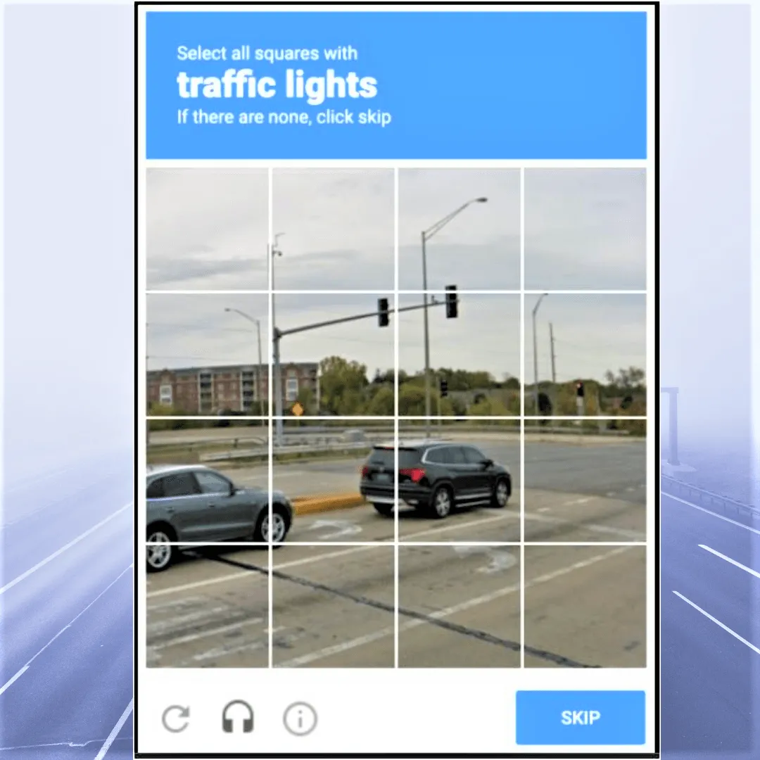 A captcha to identify traffic lights