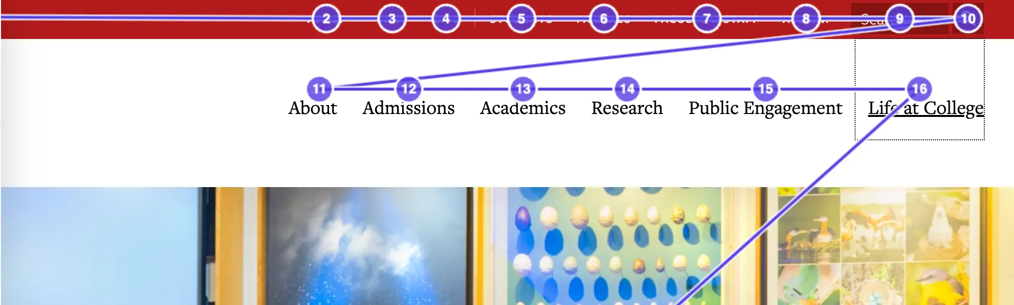 A screenshot that illustrates the movement of keyboard focus between UI elements in a logical order