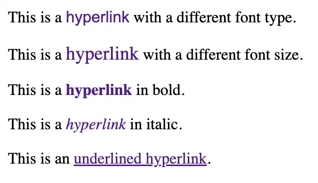 Distinguishable hyperlinks