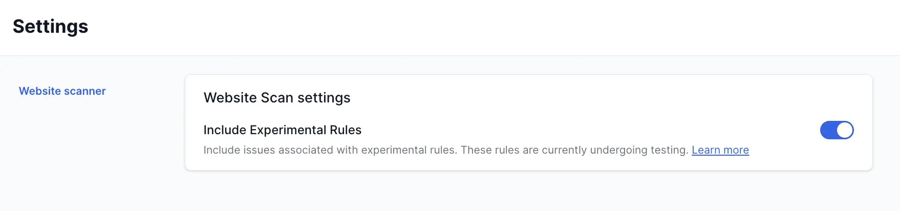 Website Scanner - Experimental Rules