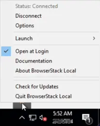 BrowserStack Local app is connected