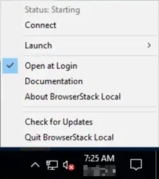 BrowserStack Local app is running