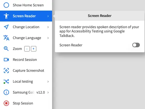 Turn the Screen Reader toggle on