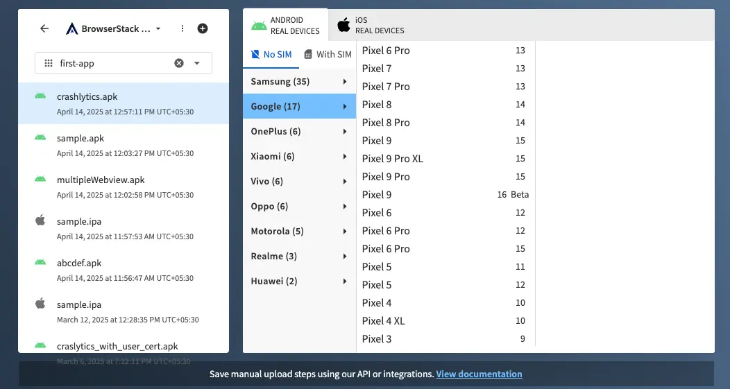 The App Live dashboard with the Applivery workspace and apps listed on the Select Source panel.