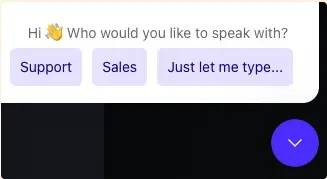 Screenshot showing an interaction required with Intercom