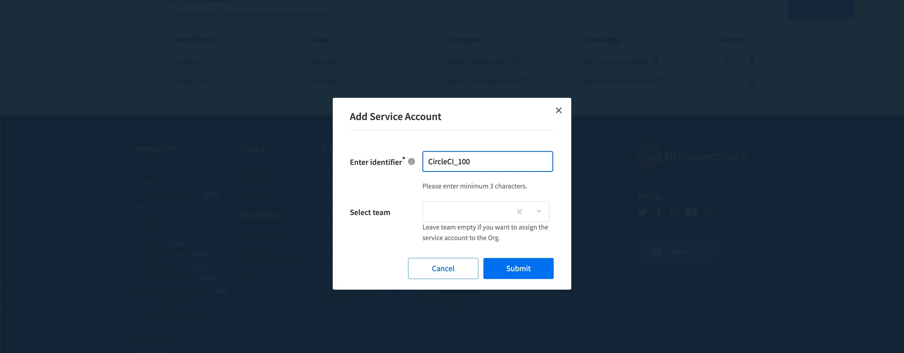 Create service accounts