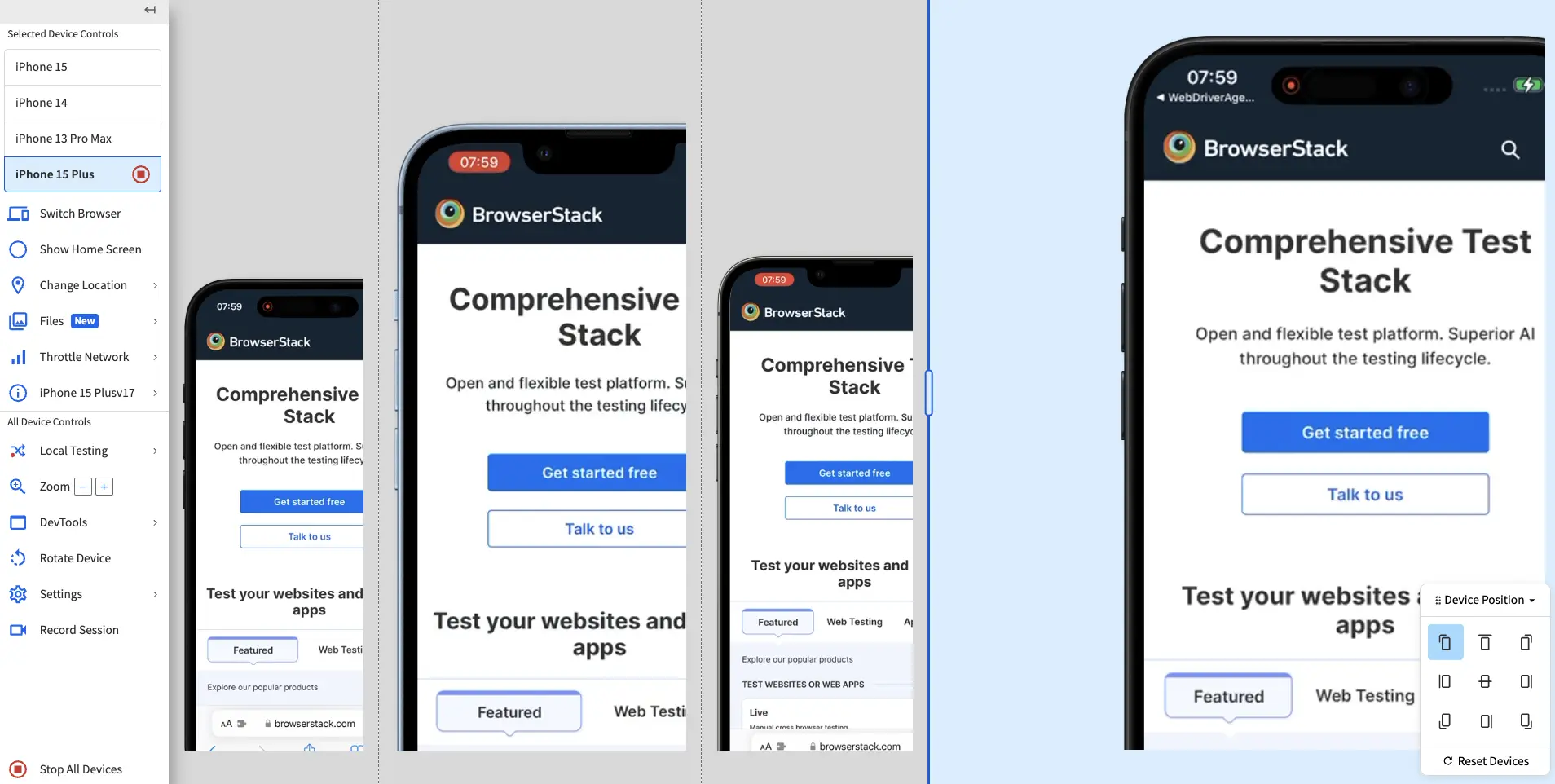 The dashboard with 4 devices zoomed in and the cursor position highlighted by a red box.