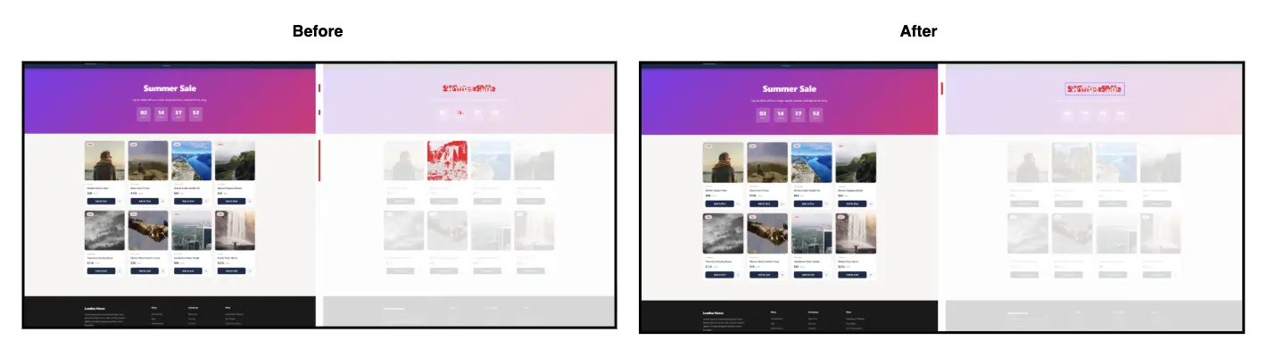 Review screen for before & after diff with AI