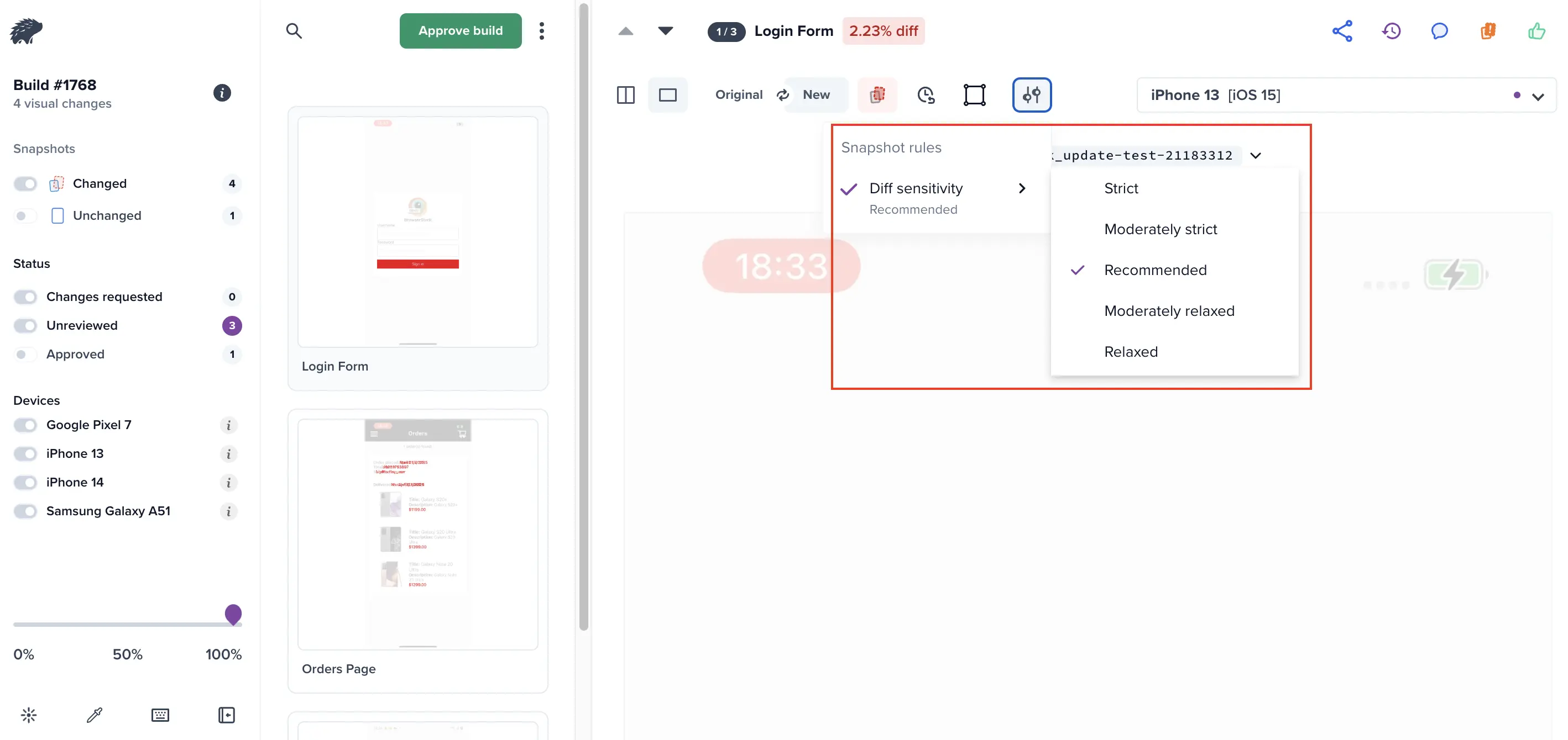Diff sensitivity option