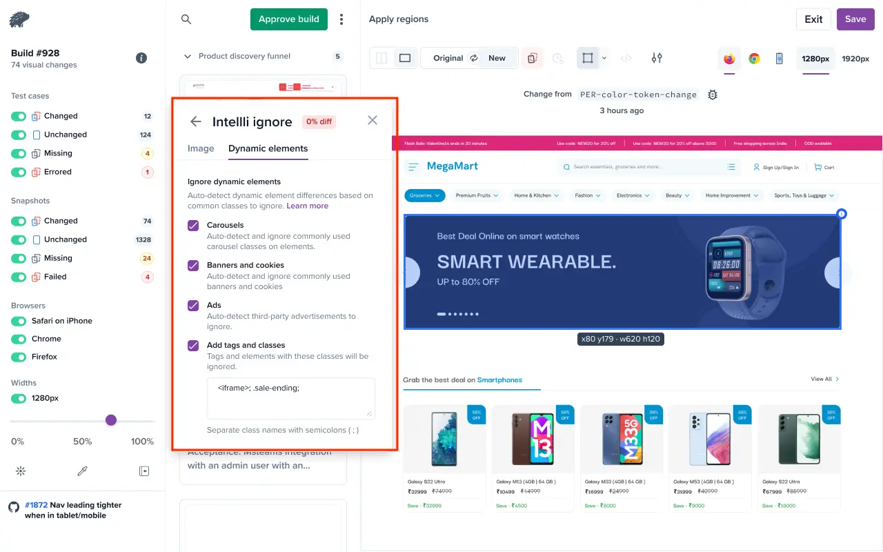 Intelli-Ignore for Dynamic Elements options