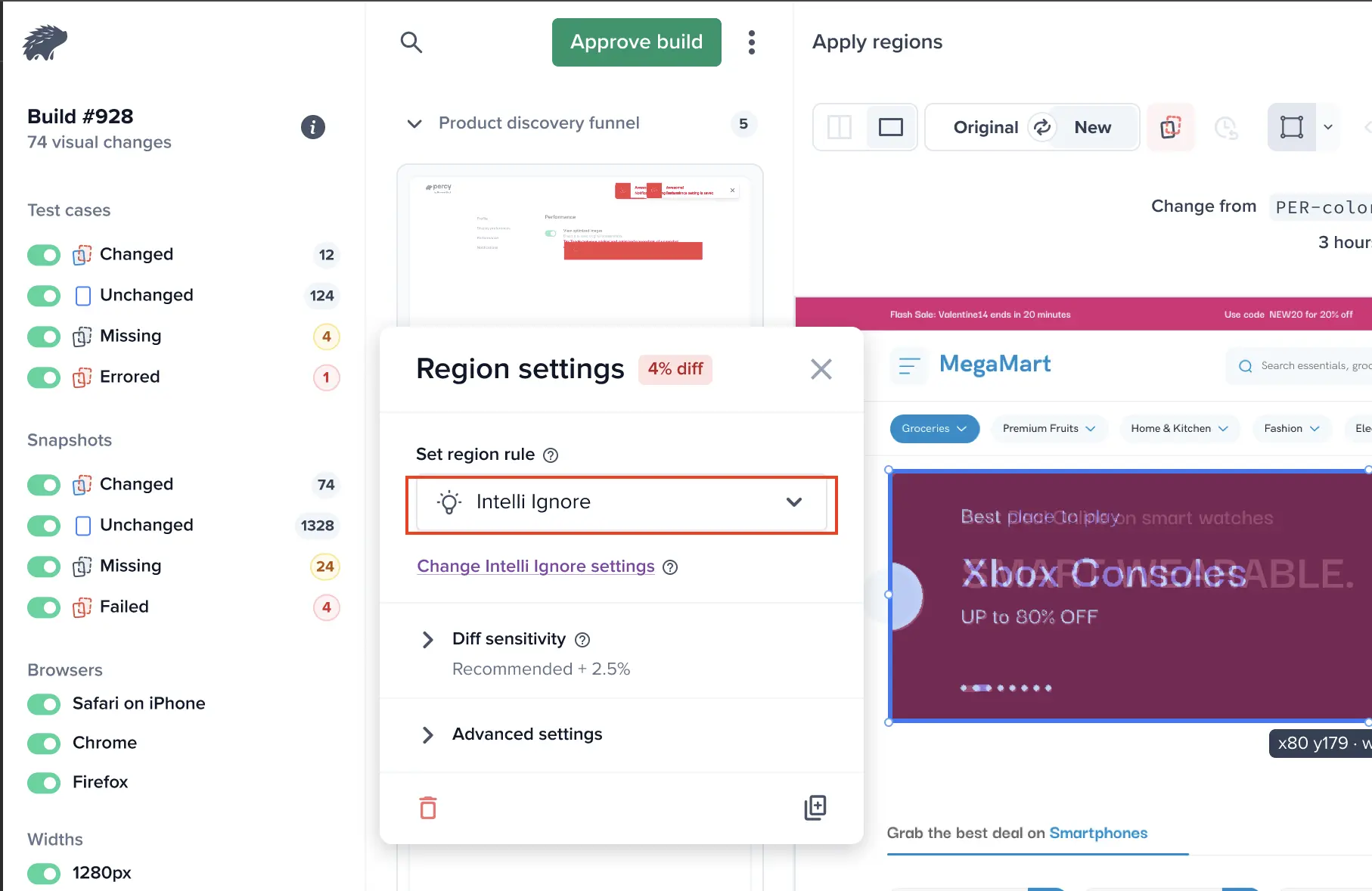 Intelli ignore regions rule