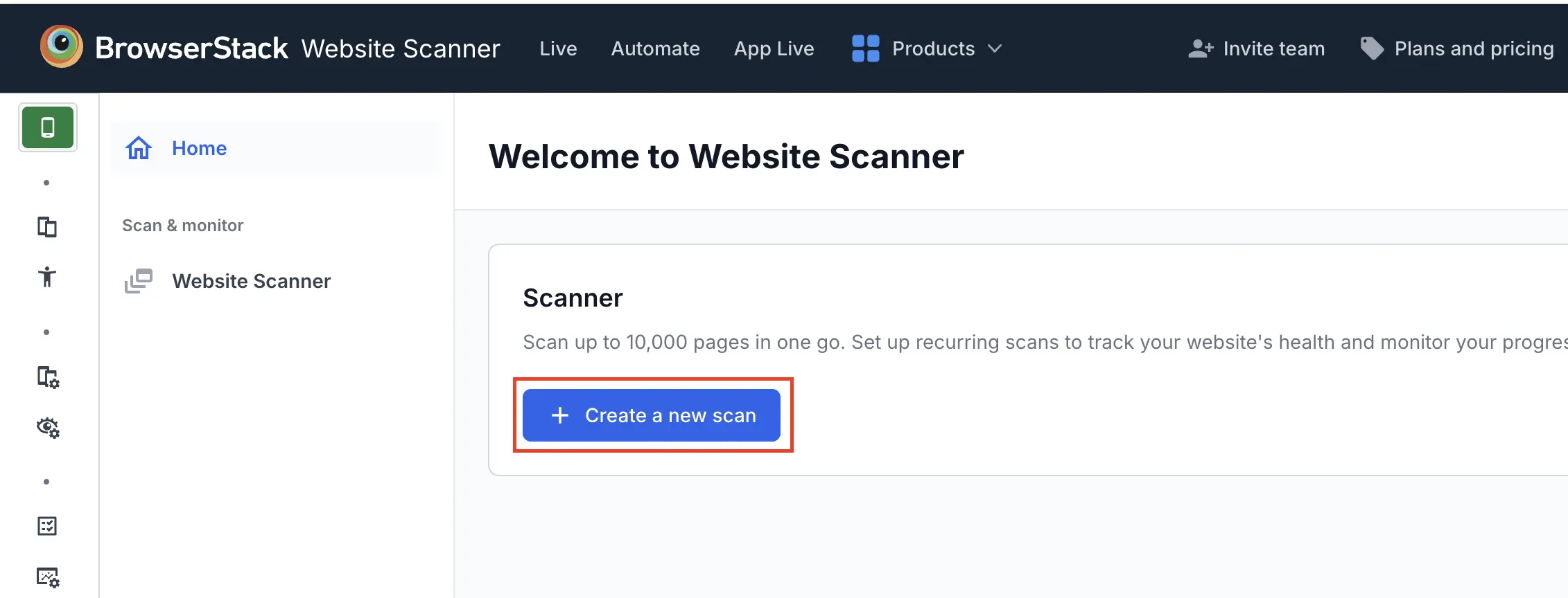 Central scanner website