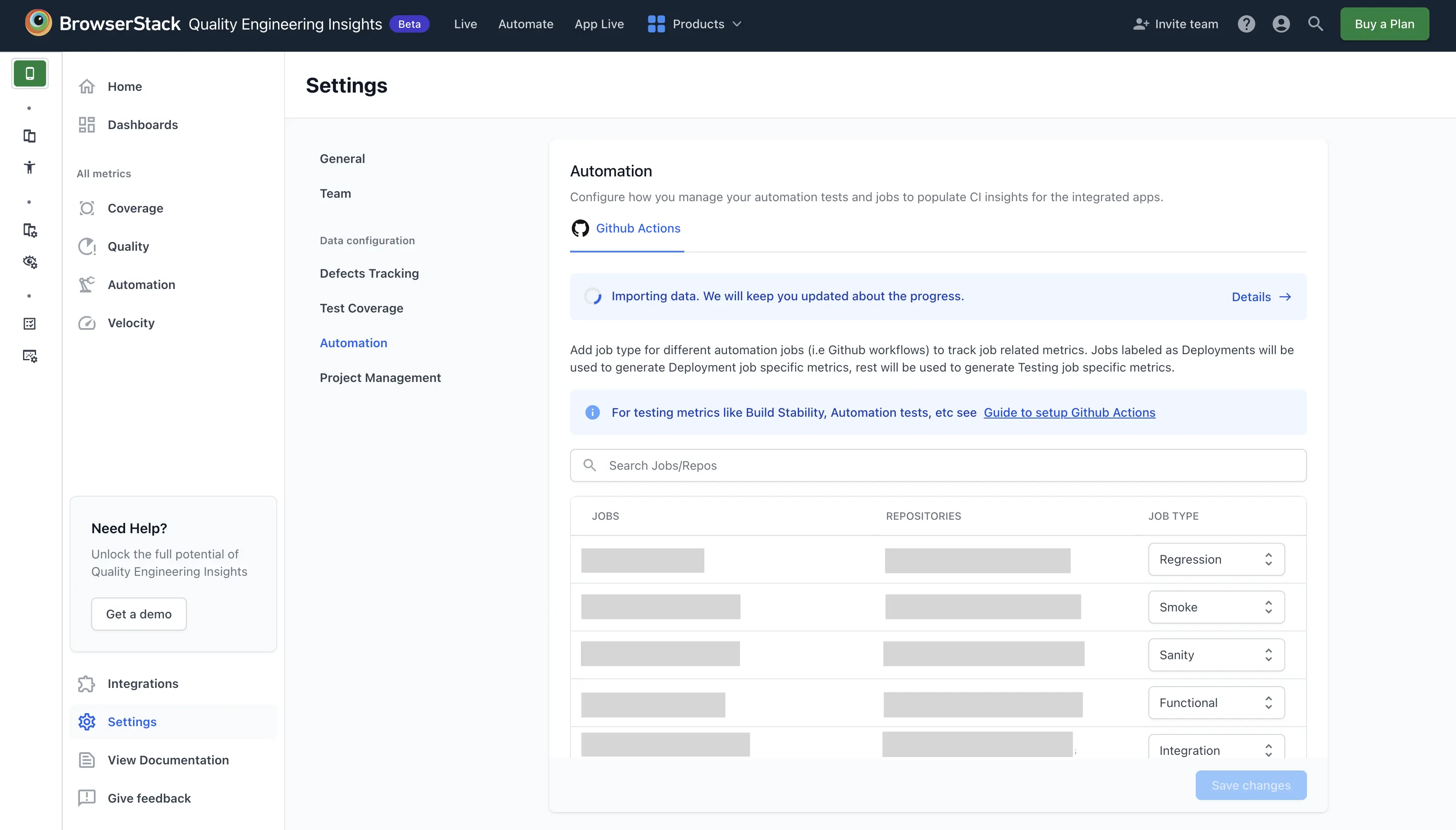 Configure job type