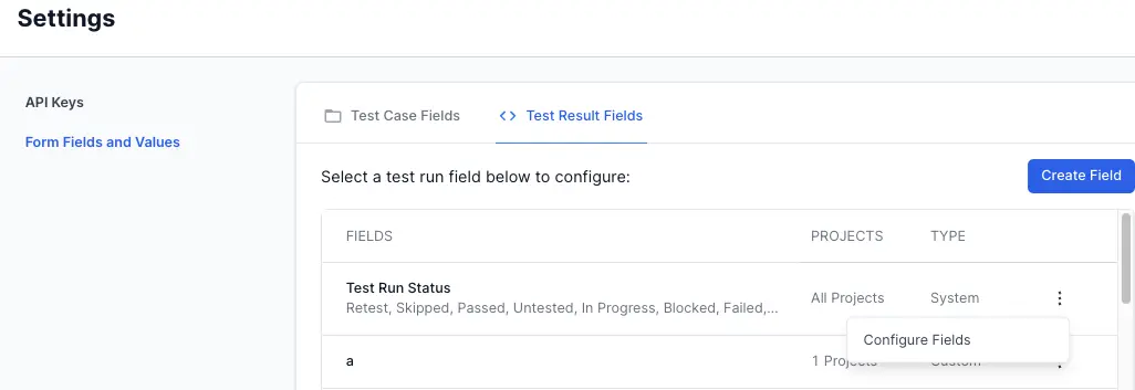 Click configure fields