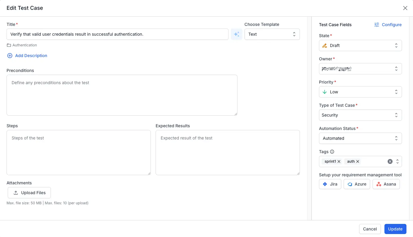 Select Asana in the requirements field