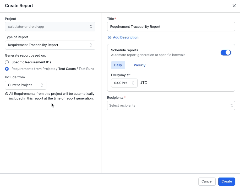 Select applicable requirements from Jira, Azure or Asana