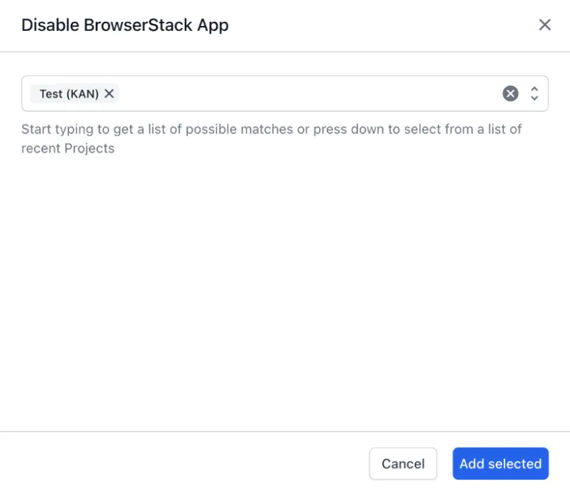 Enter the project title and click add selected