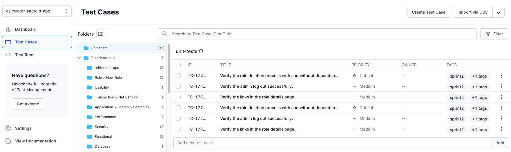 Project dashboard