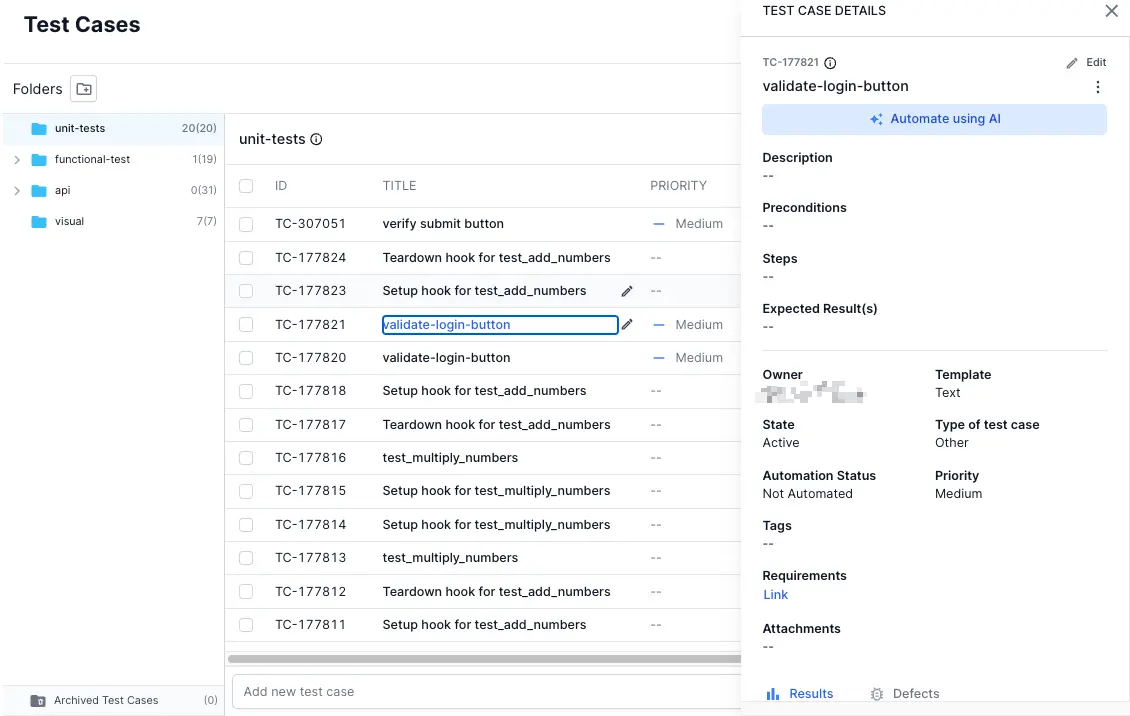 Click Automate using AI