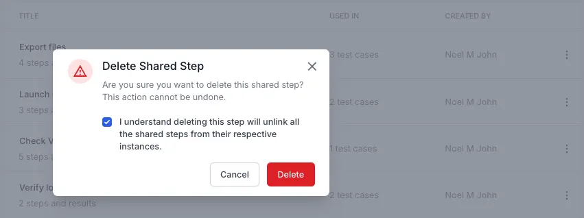 Click the Delete button