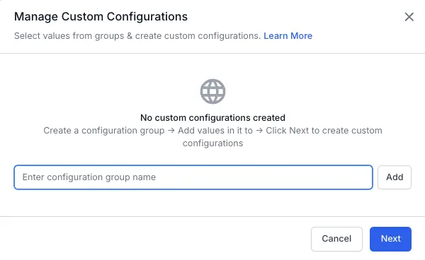 Enter the configuration group name