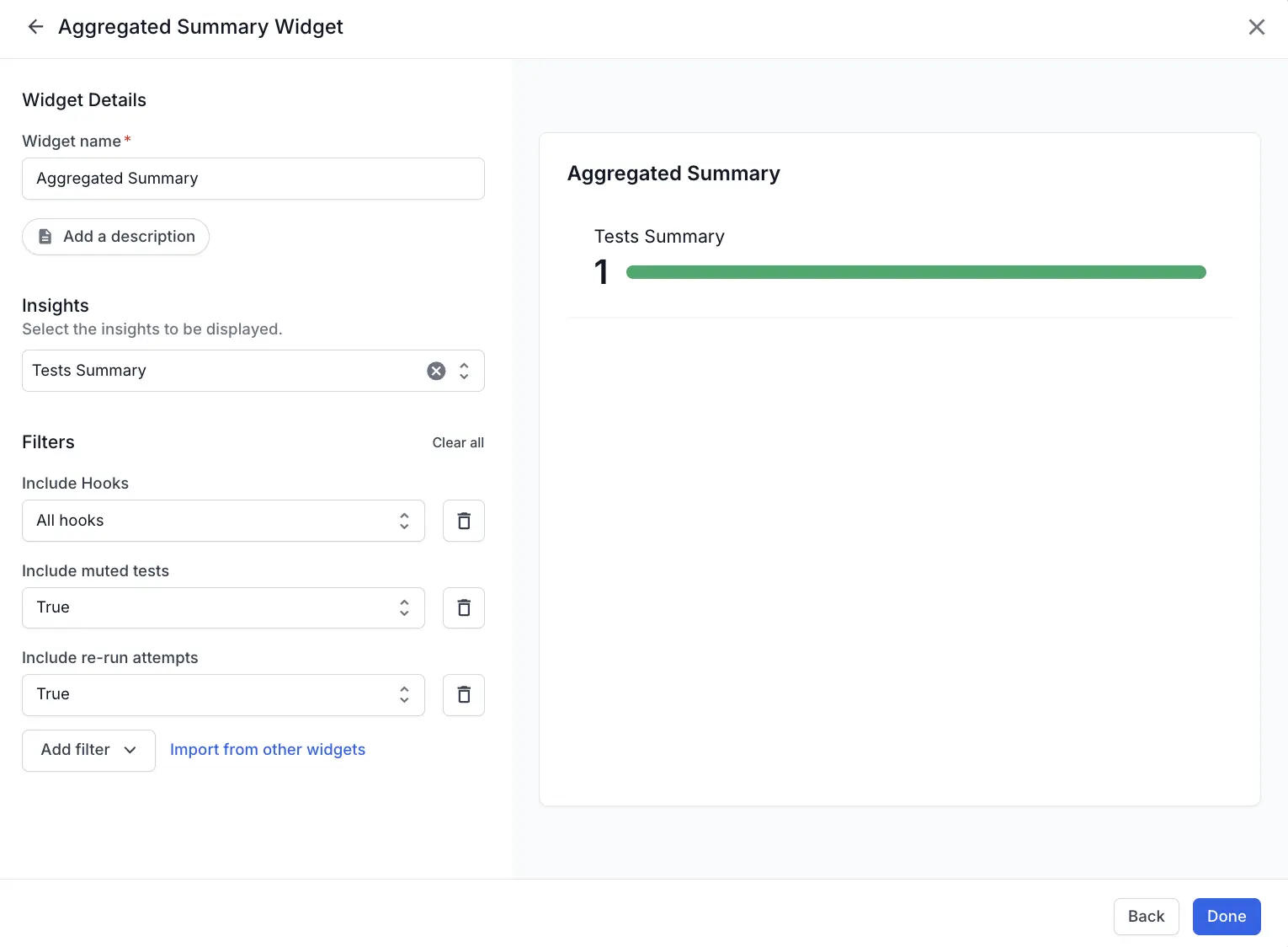 Aggregated Summary configuration for usage dashboard