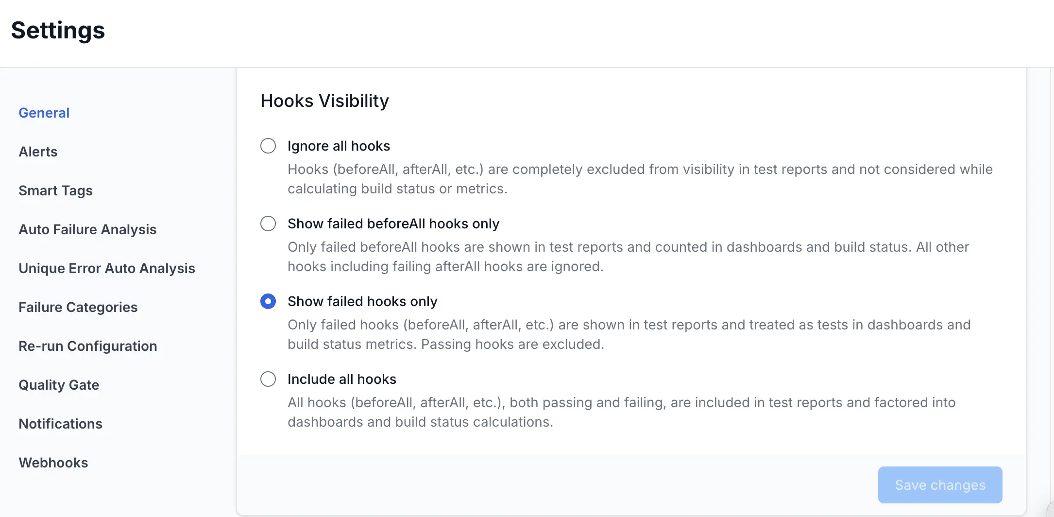 Select one option among the four hooks visibility options
