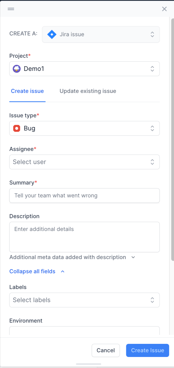 Enter Jira details