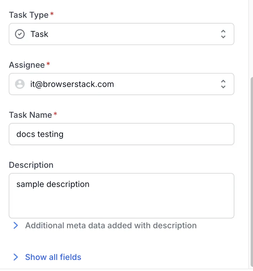 Enter assignee name description, label, priority, etc.