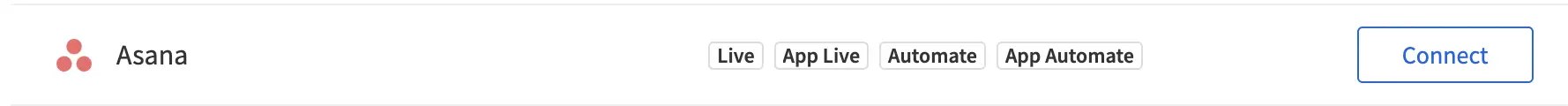 Select the Connect button under the Asana software logo in 'Project Management Tools'